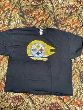 4XL Pittsburgh Steelers x Star Wars Millennium Falcon Mashup Graphic Tee Black